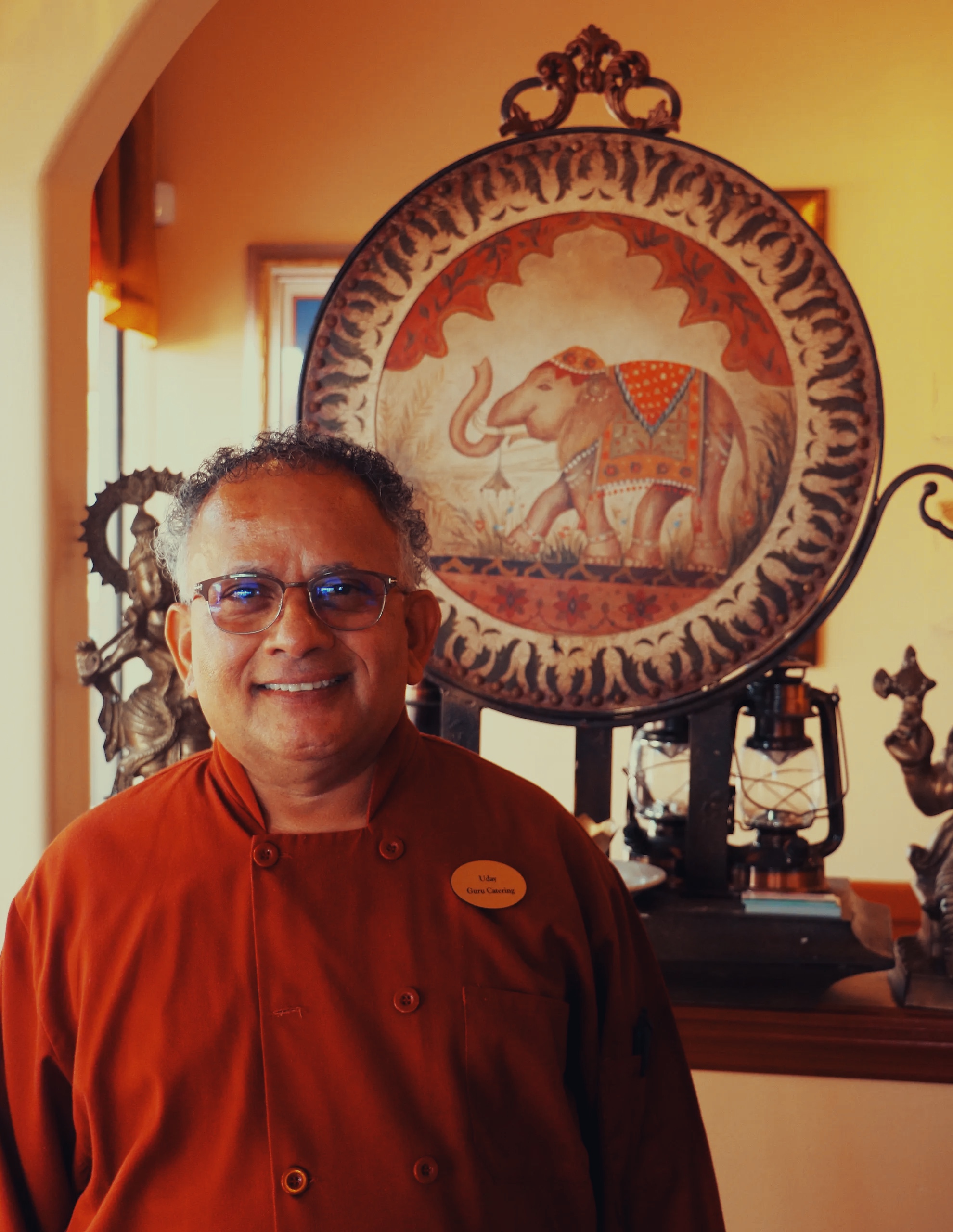 chef uday kadam standing inside guru restaurant